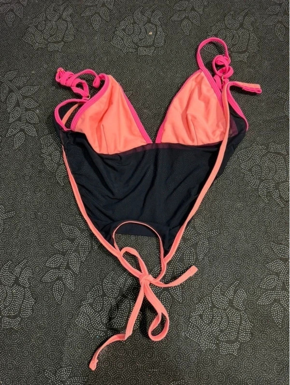 Mesh orange and pink sheer bikini top